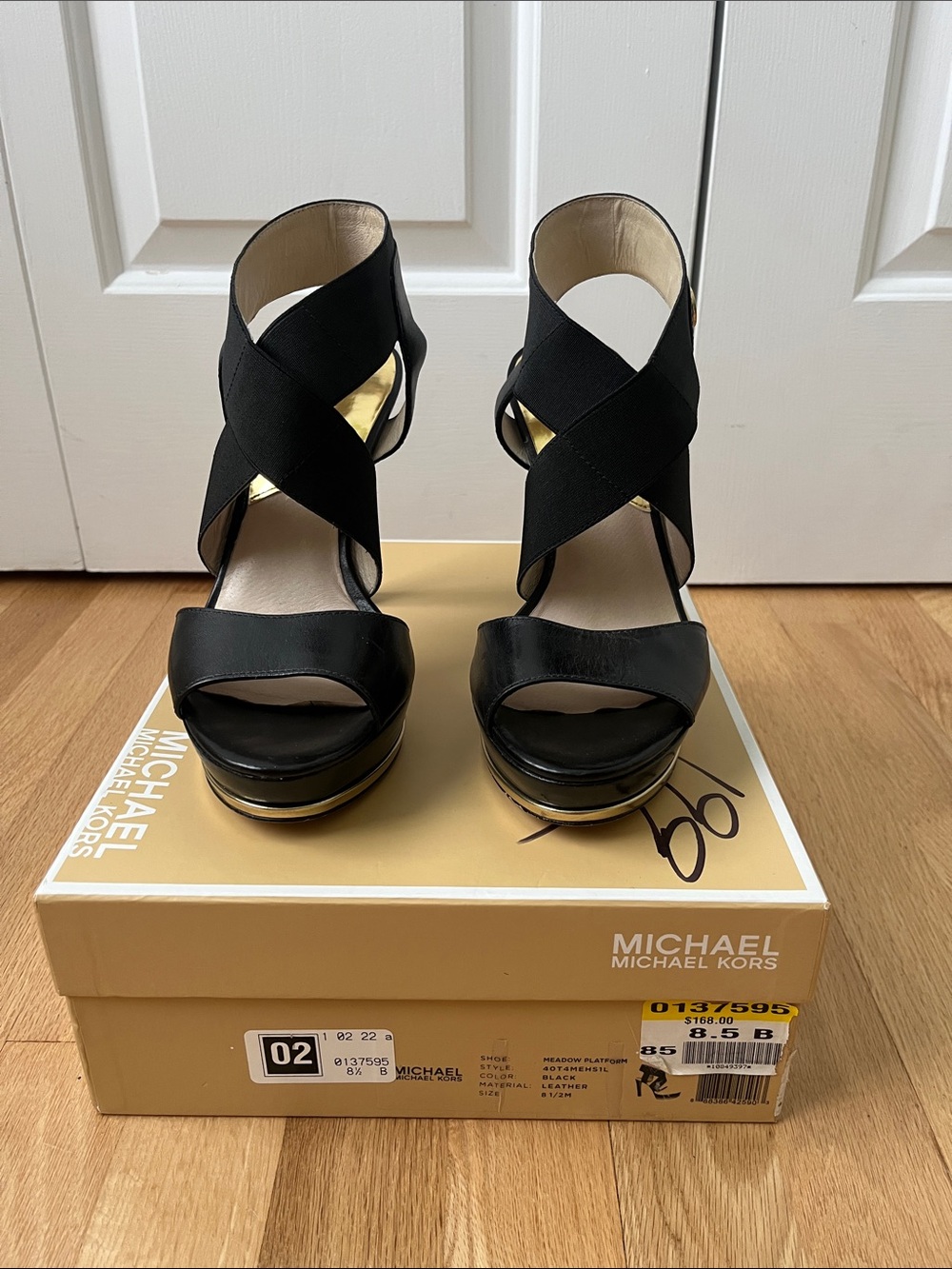 Michael Kors Black Platform Crisscross Sandals